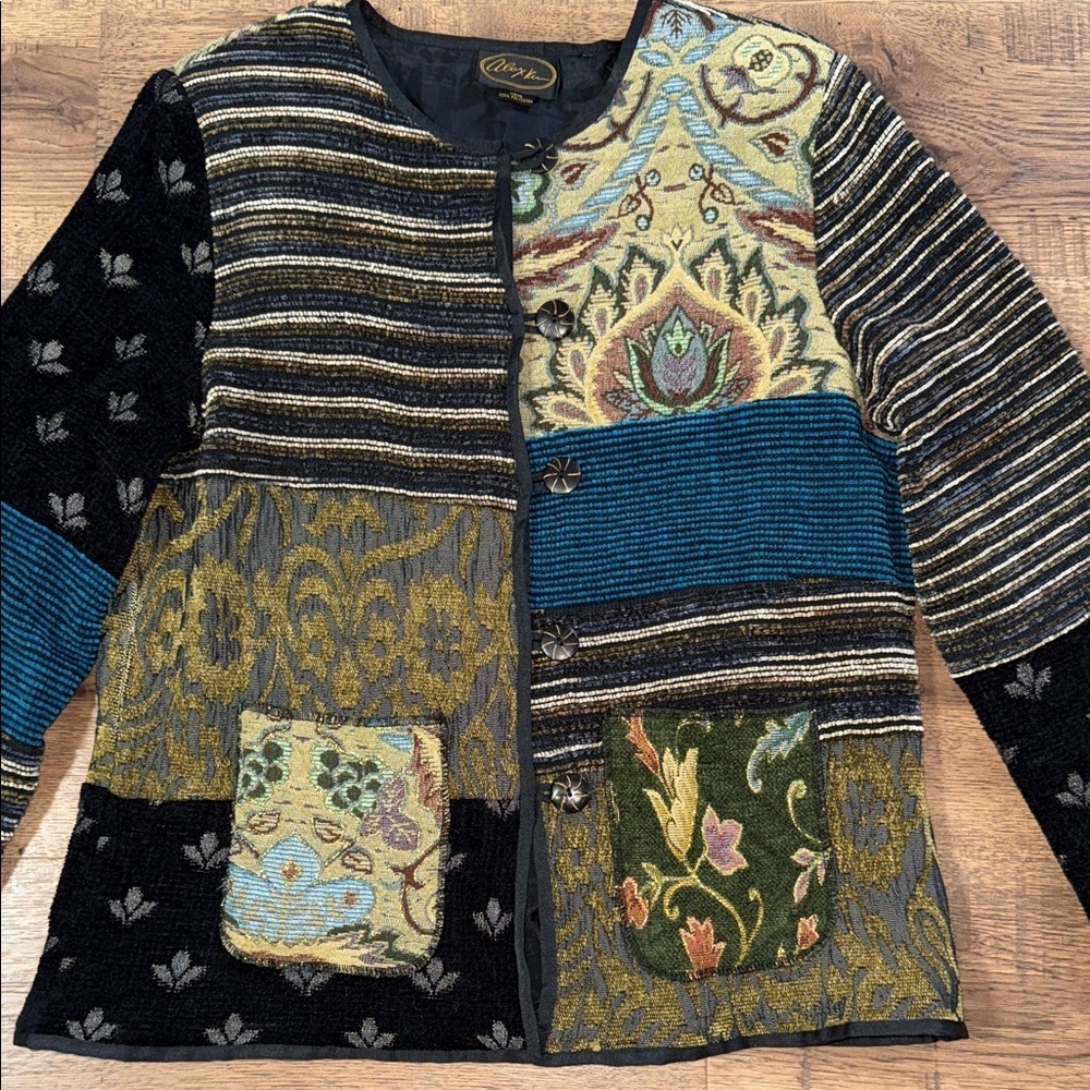 ALEX KIM Women's Multicolor Patchwork Jacket 100 % Polyester